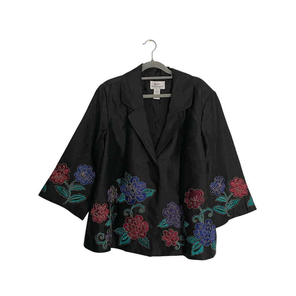 Vintage Da-Rue Draper's & Damon's XL Floral Embroidered Jacket Art to Wear